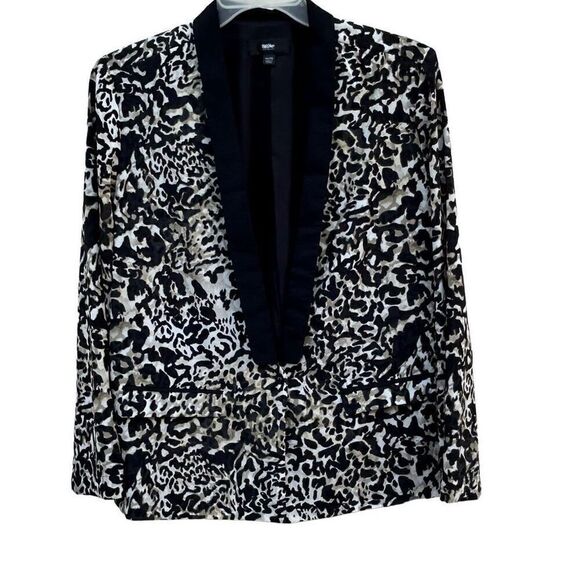 NWT Mossimo Tuxedo Evening Jacket Womens XXL Black Tan Animal Print Shawl Collar - Picture 9 of 14